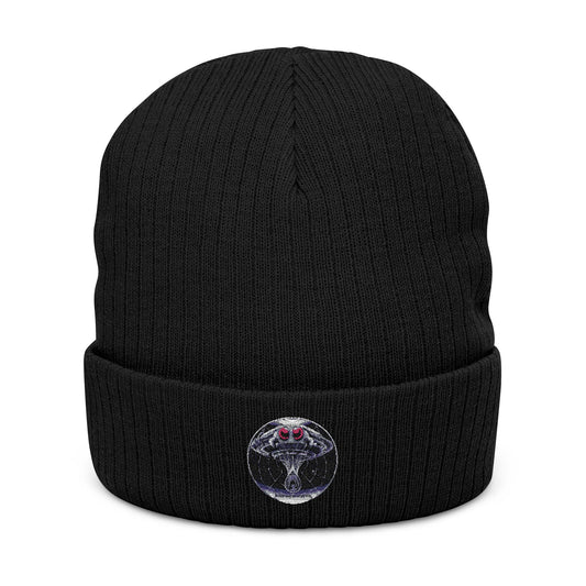 Vintage Cobra Embroidered Ribbed Knit Beanie - Stylish Winter Hat